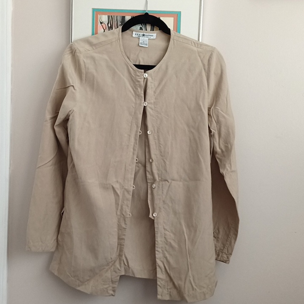 Khaki silk tunic blouse vintage